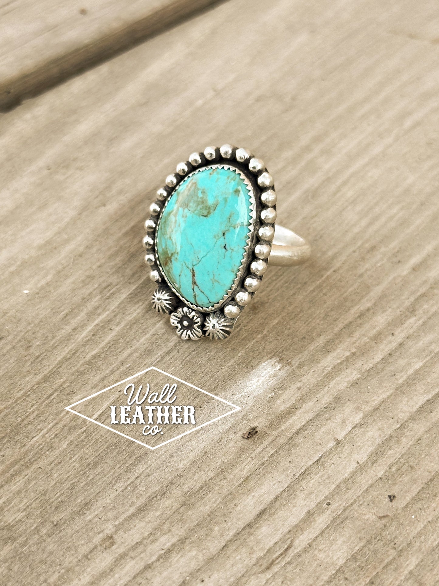 Baja Turquoise & Sterling Silver Floral Statement Ring