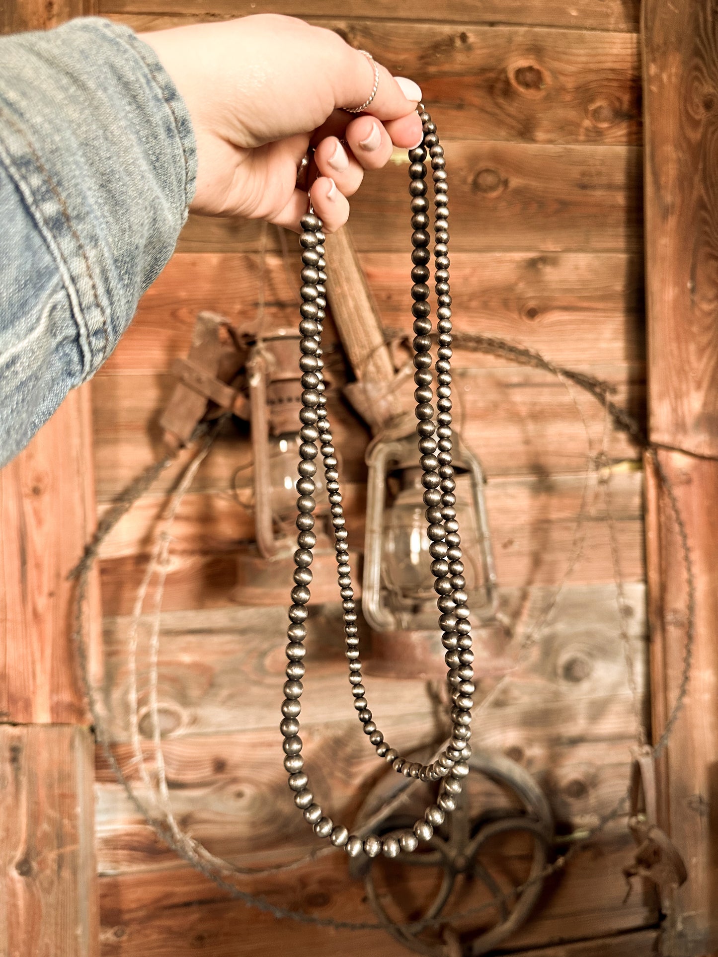 Faux Navajo Pearl 2 Strand Necklace - 6mm & 8mm