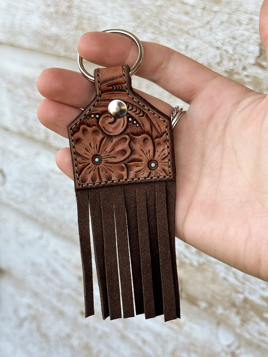 Floral Fringe Ear Tag Keychain