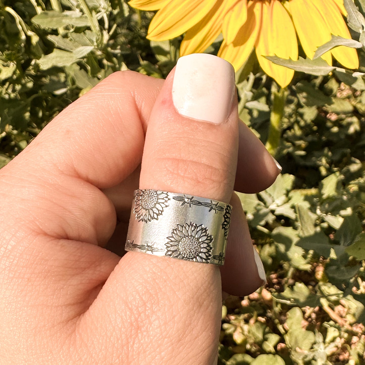 Sunflowers & Barbed Wire Ring