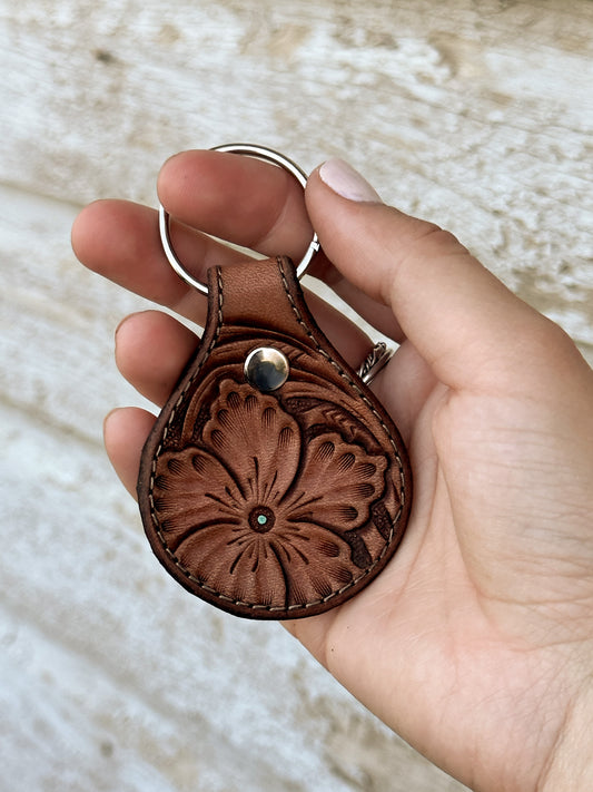 Flower & Scrollwork Round Keychain