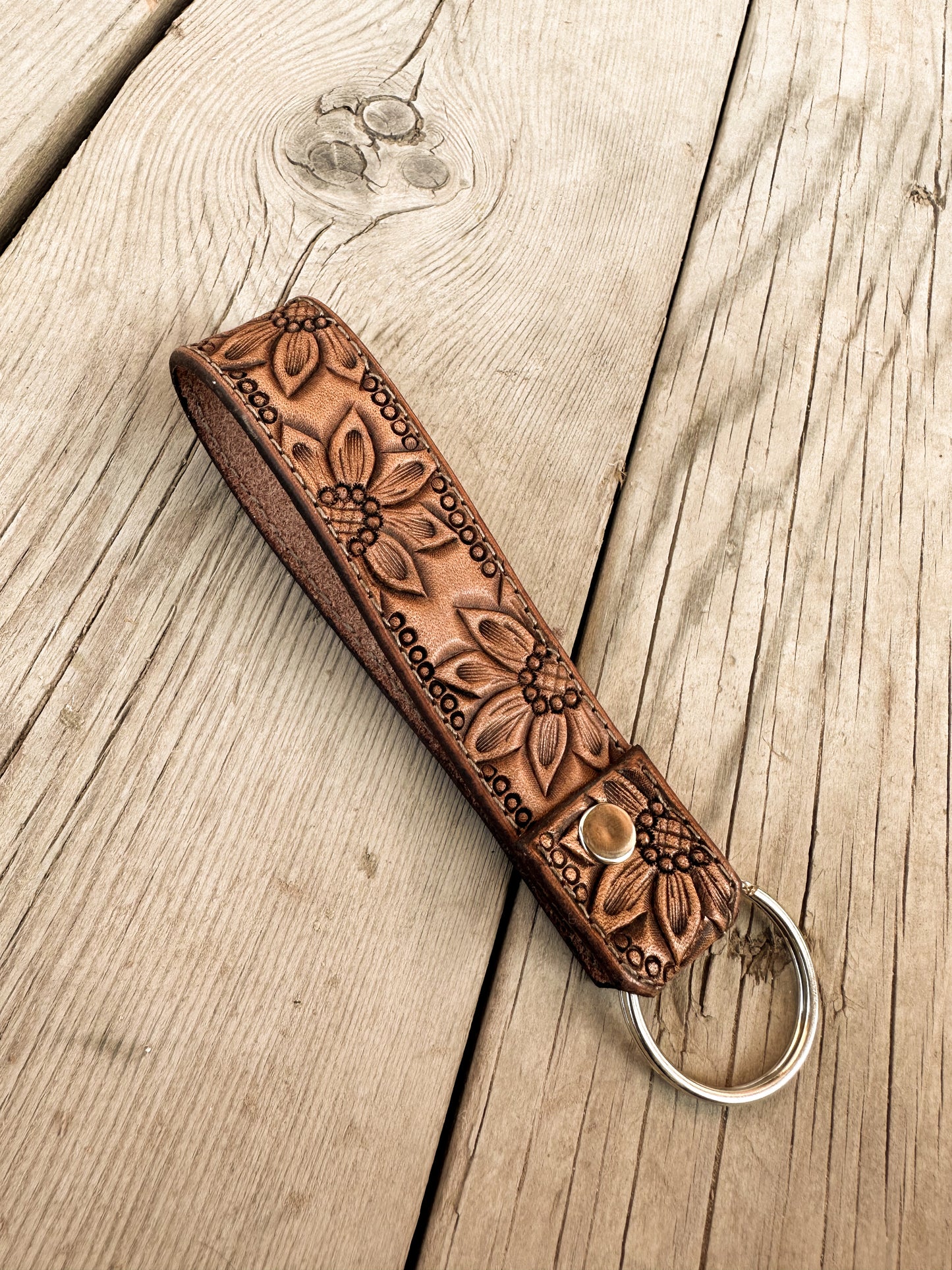 Sunflower & Dots Key Fob Keychain