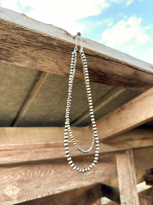 Faux Navajo Pearl 2 Strand Necklace - 4mm & 6mm