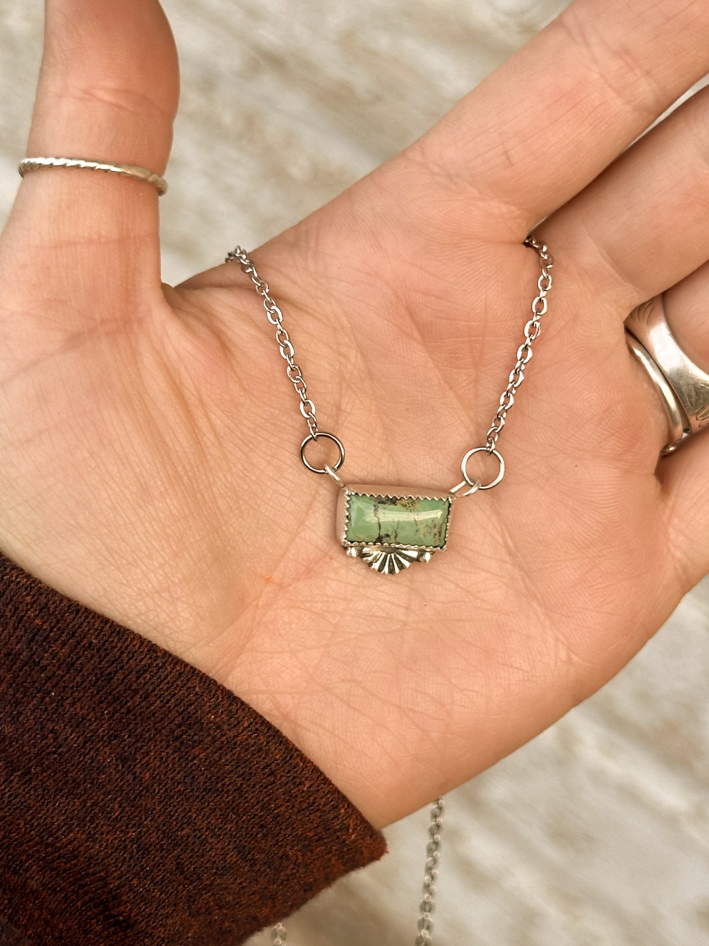 Green Turquoise & Sterling Silver Necklace