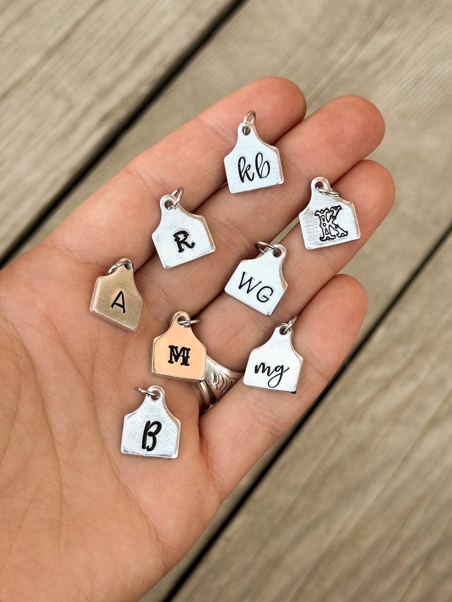 Initial Cattle Ear Tag Charm