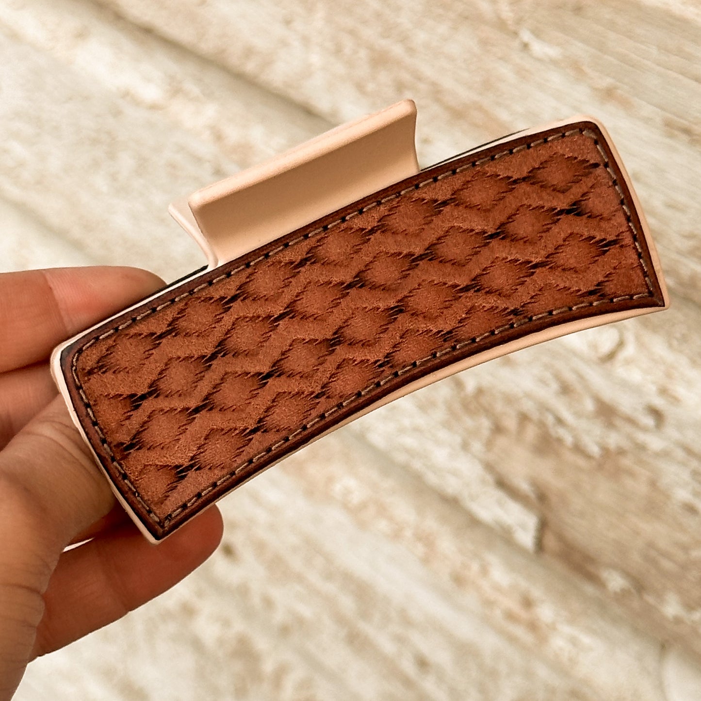 Stamped Leather Hair Clip