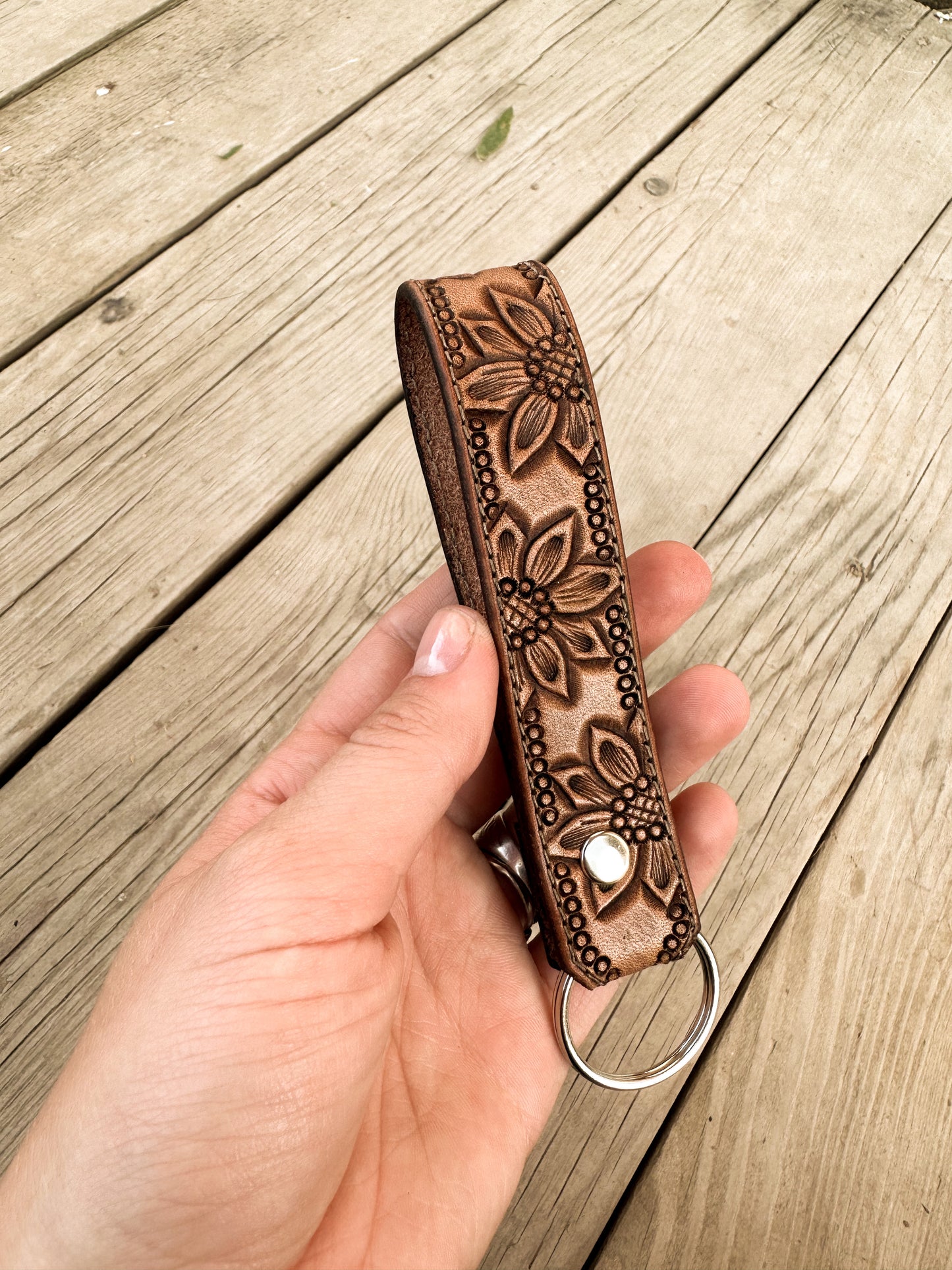 Sunflower & Dots Key Fob Keychain