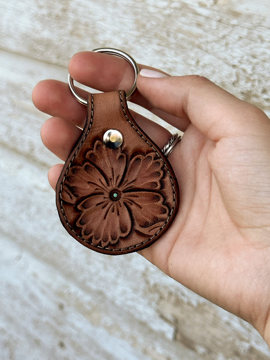 Western Floral Round Keychain