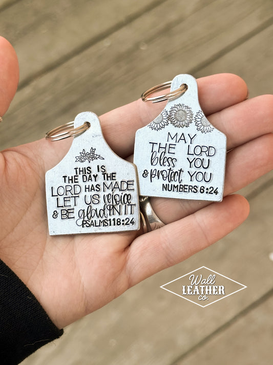 Bible Verse Cattle Tag Keychain