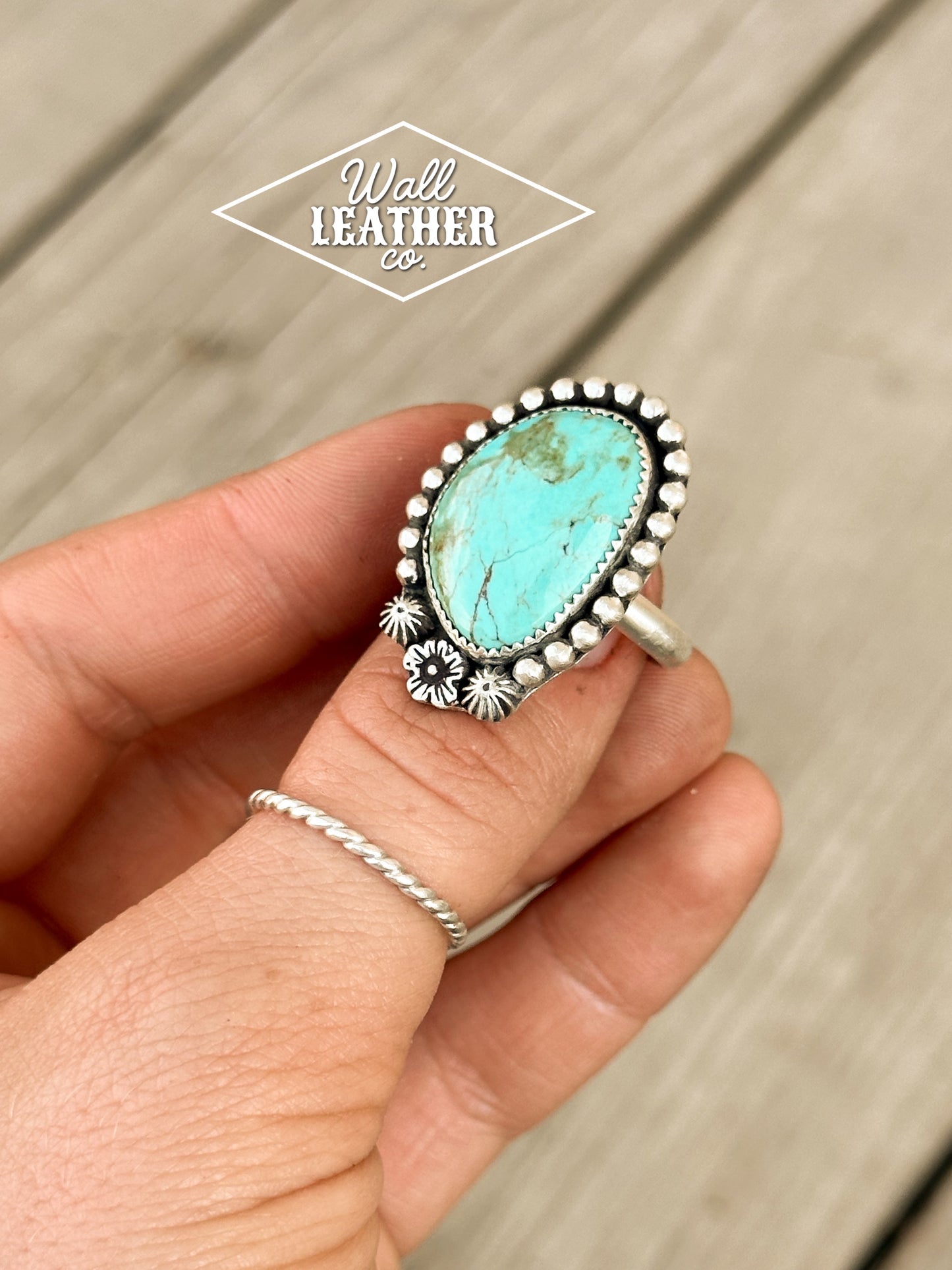 Baja Turquoise & Sterling Silver Floral Statement Ring