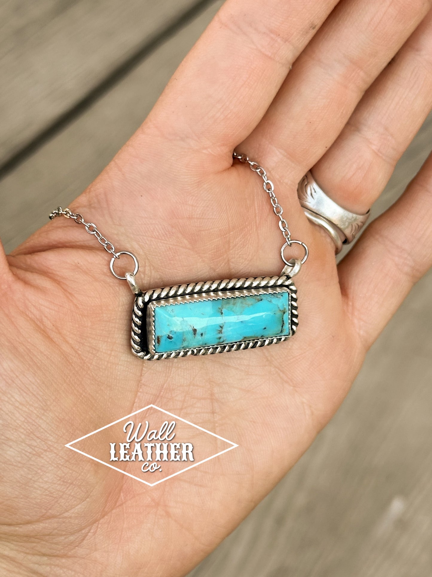 Kingman Turquoise & Sterling Silver Bar Necklace