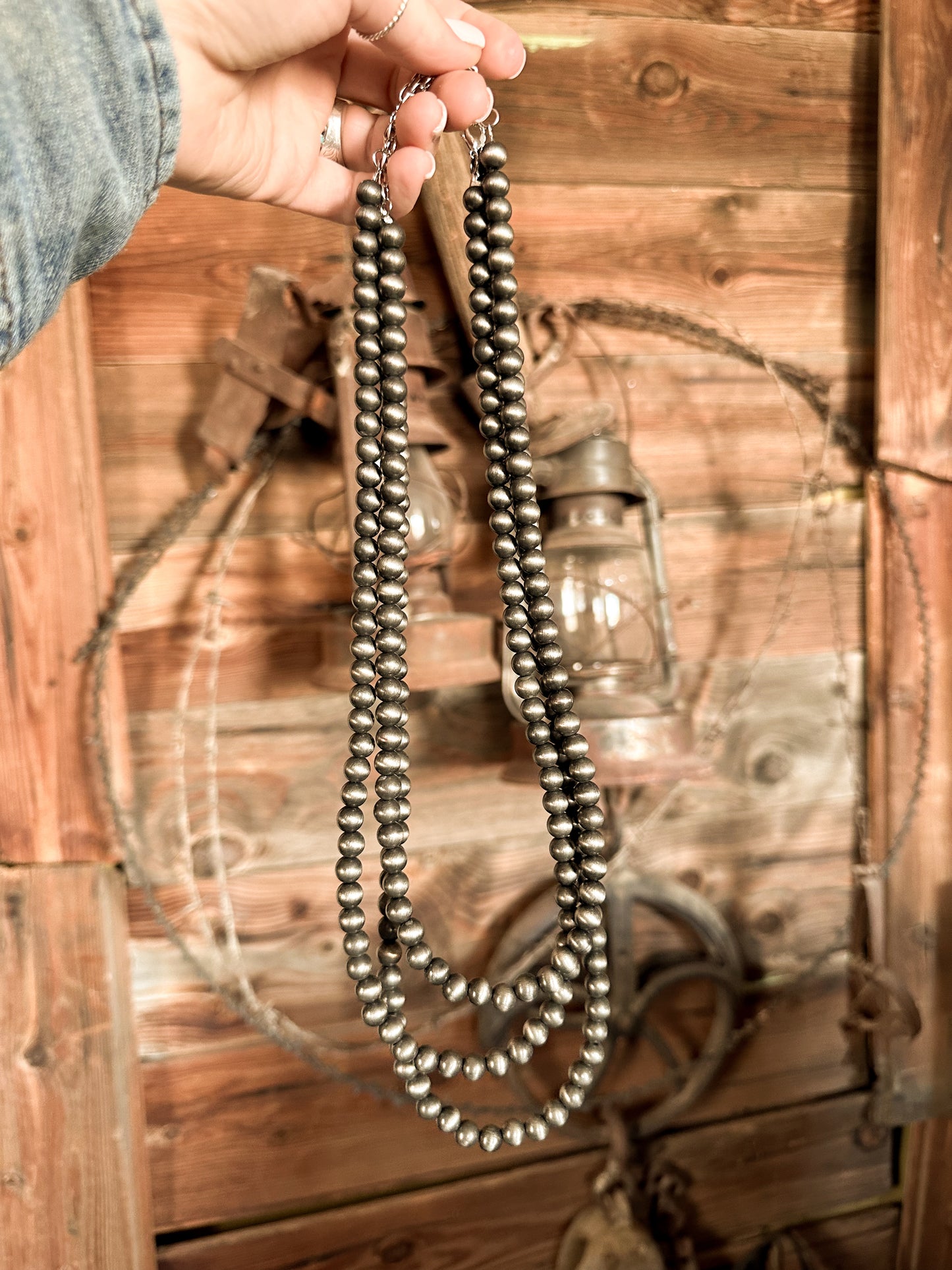 Faux Navajo Pearl Single Strand Necklace - 8mm