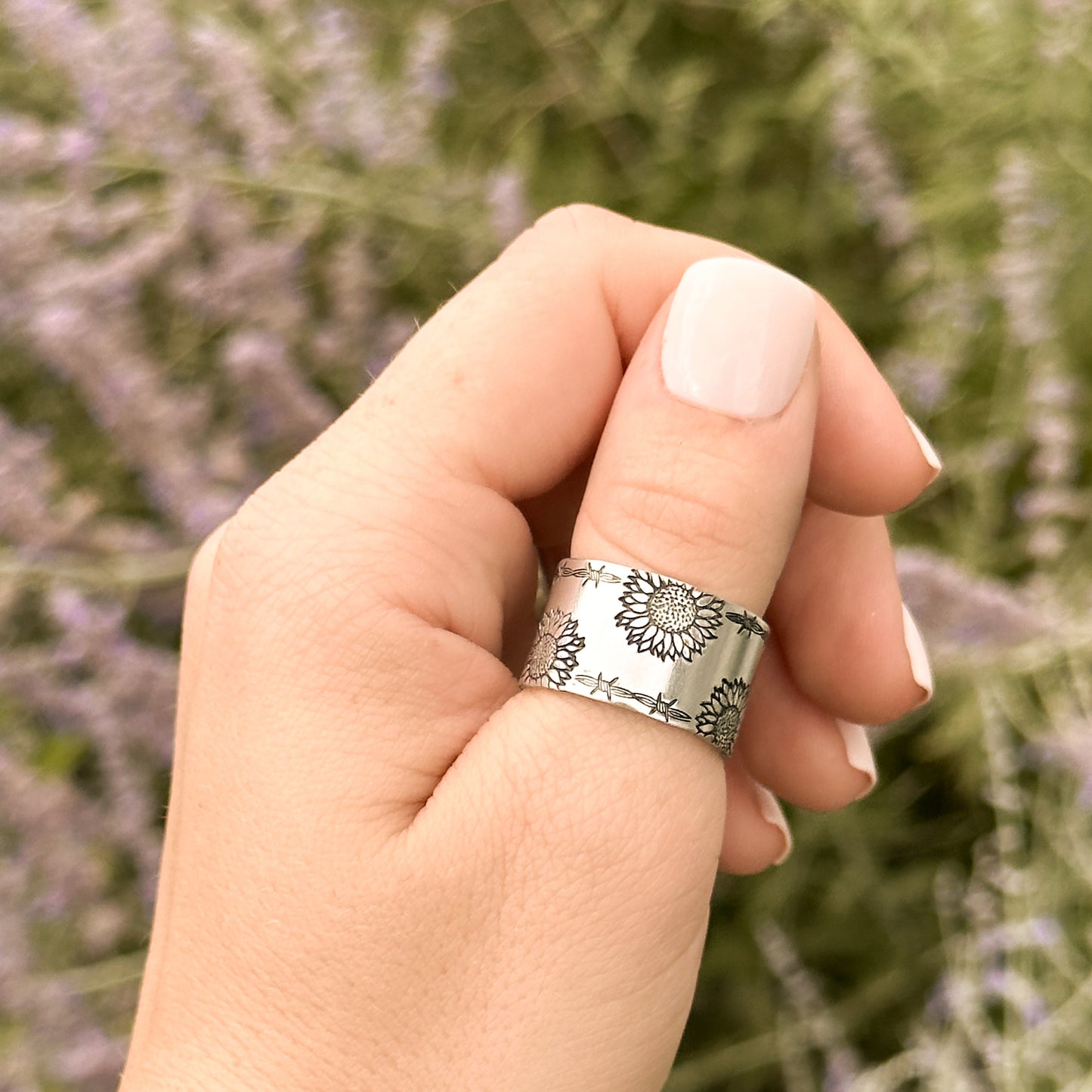 Sunflowers & Barbed Wire Ring