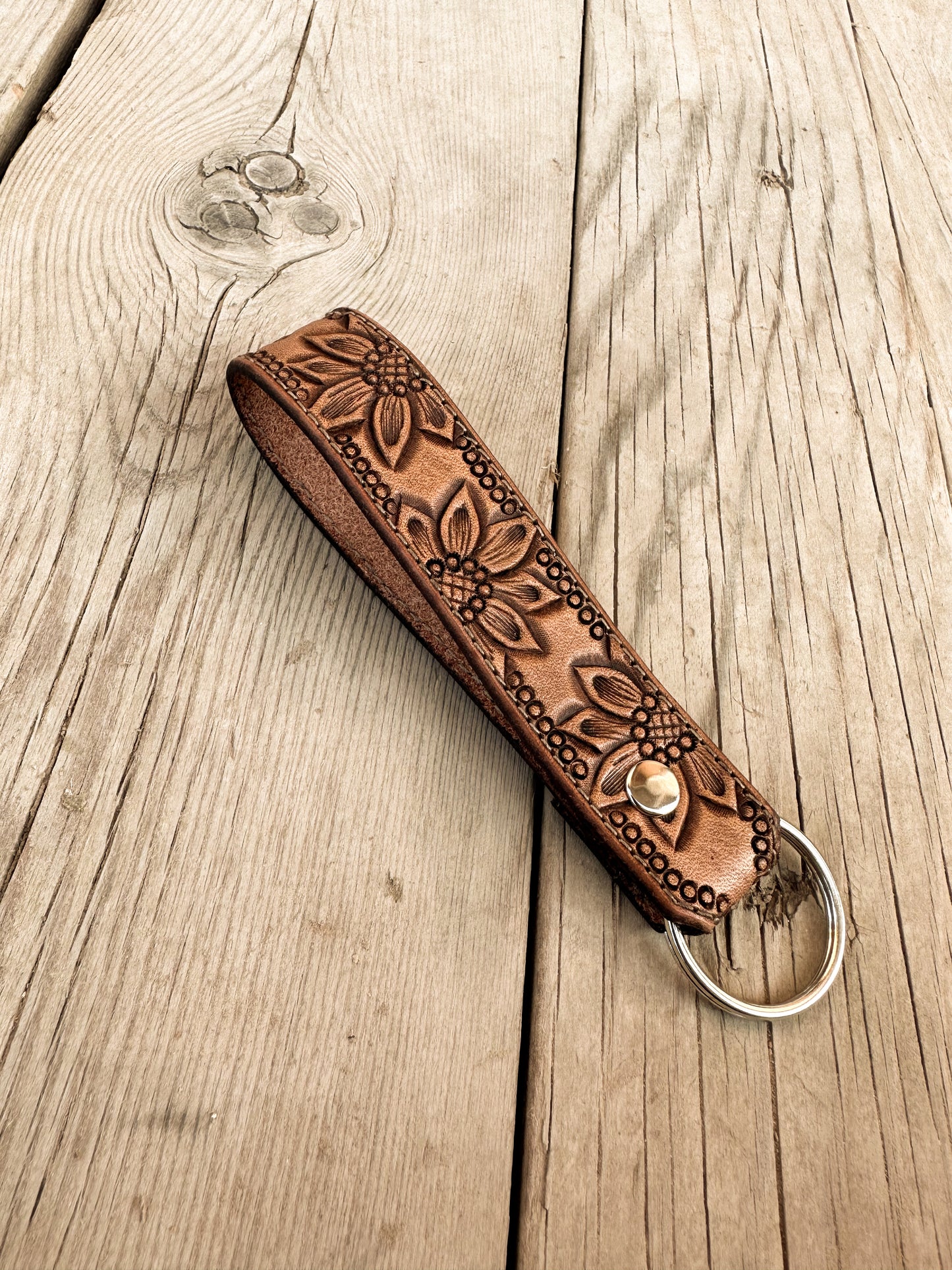 Sunflower & Dots Key Fob Keychain