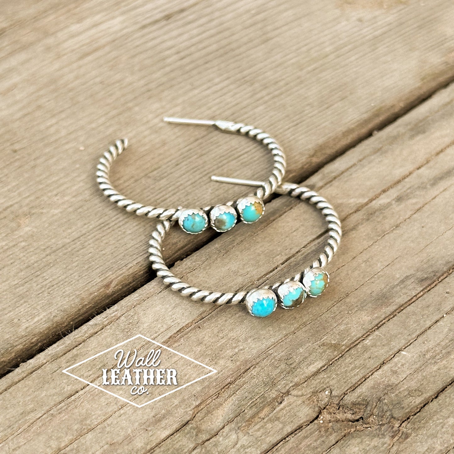 Kingman Turquoise & Sterling Silver Hoop Earrings