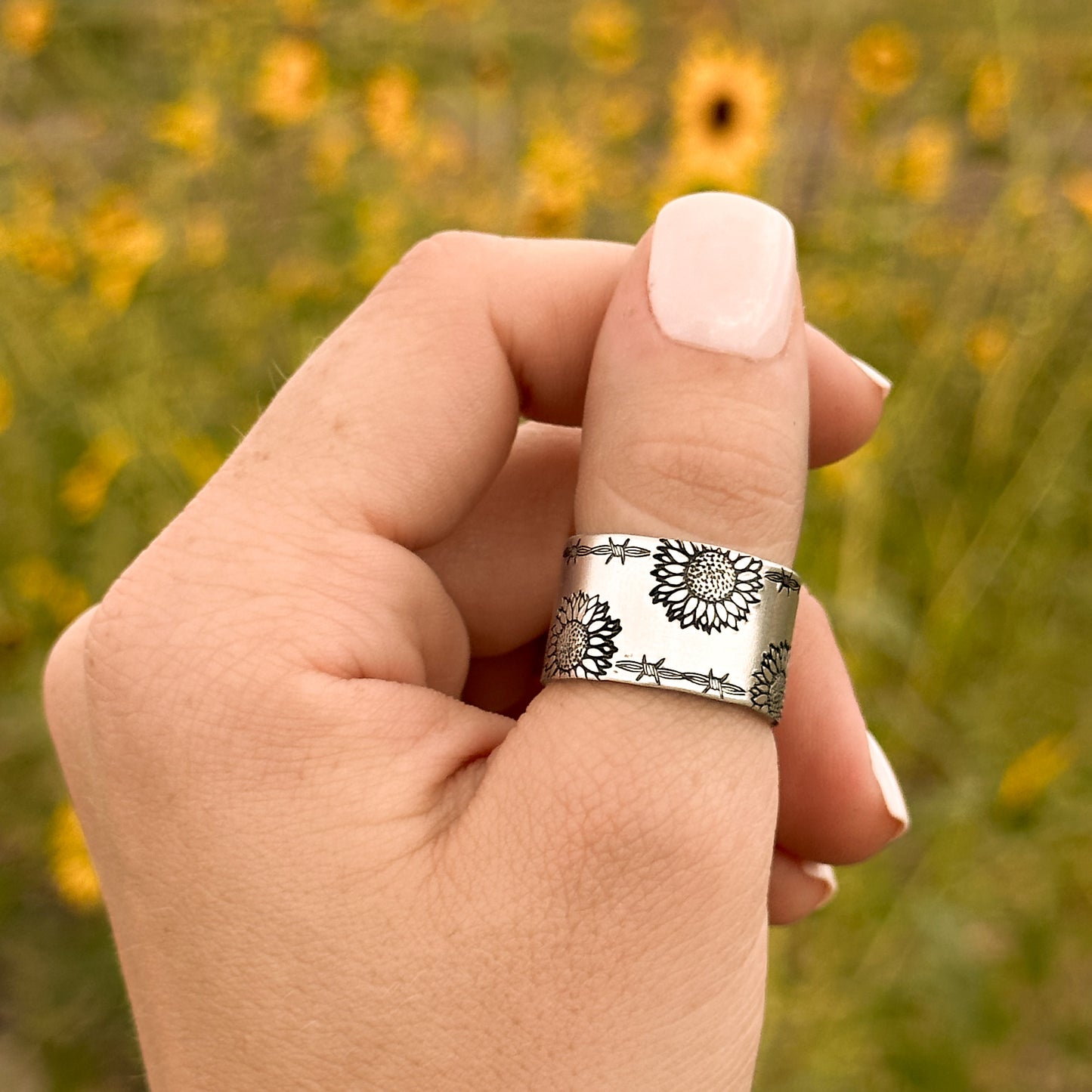 Sunflowers & Barbed Wire Ring