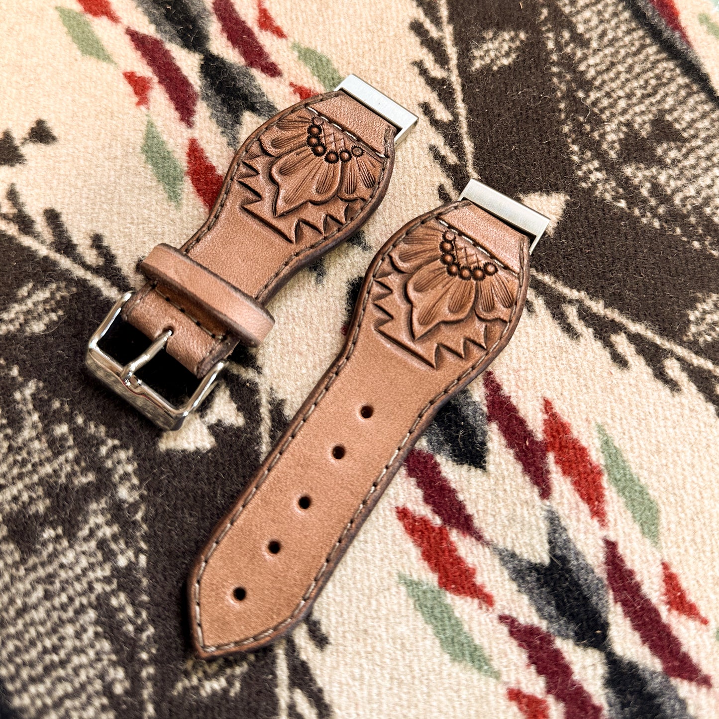Aztec Flower Leather Smart Watch Band