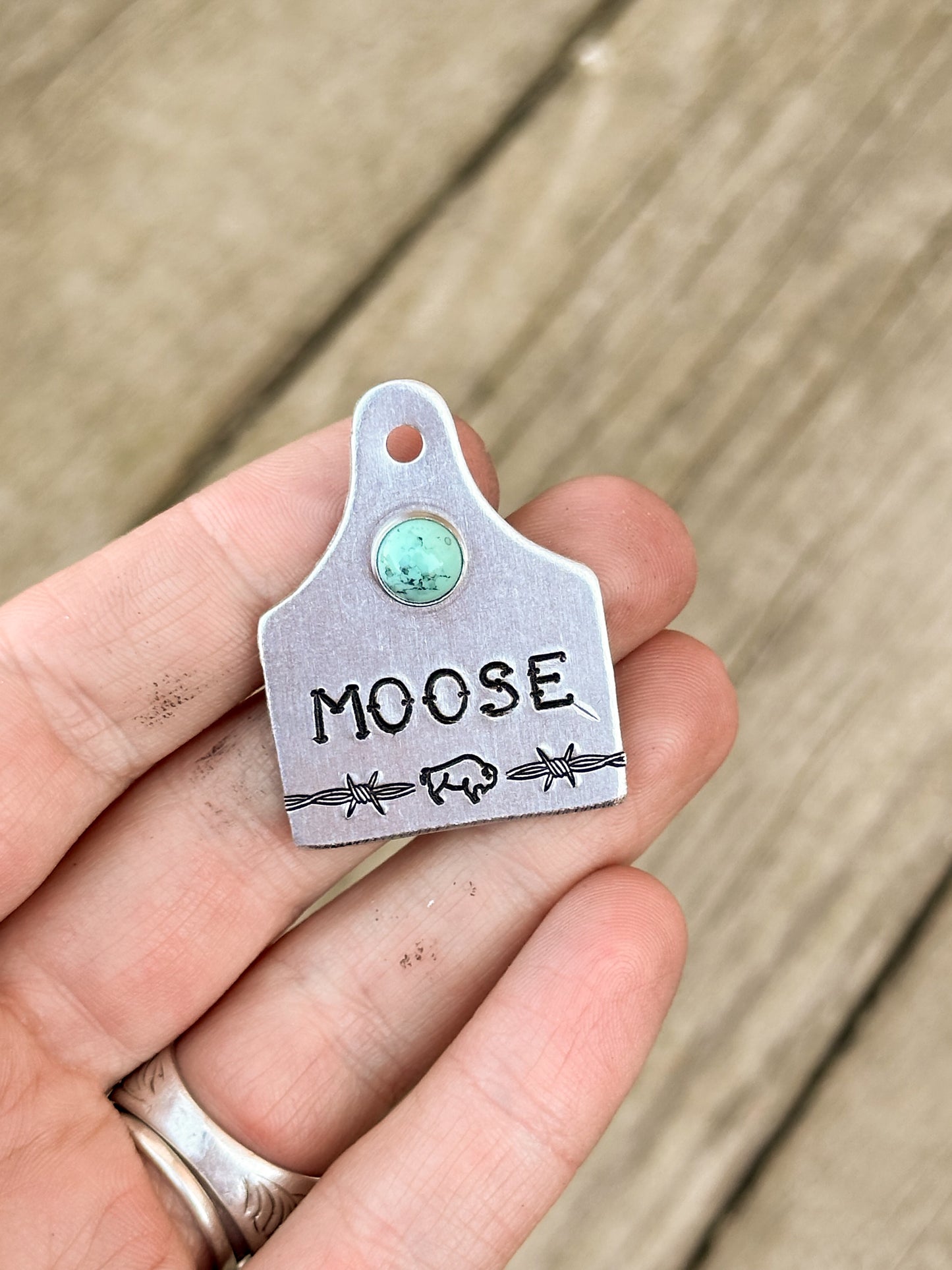 Buffalo & Barbed Wire Cattle Tag Custom Pet ID Tag