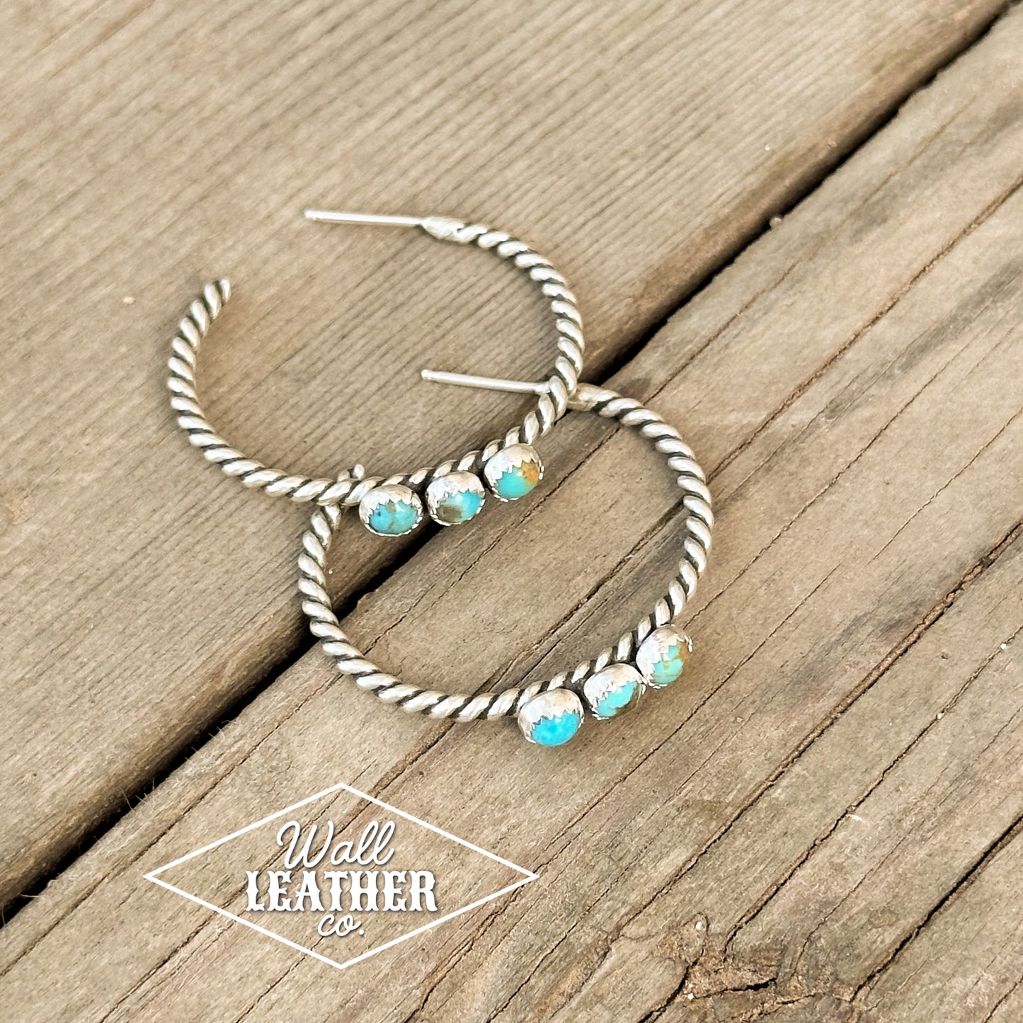 Kingman Turquoise & Sterling Silver Hoop Earrings