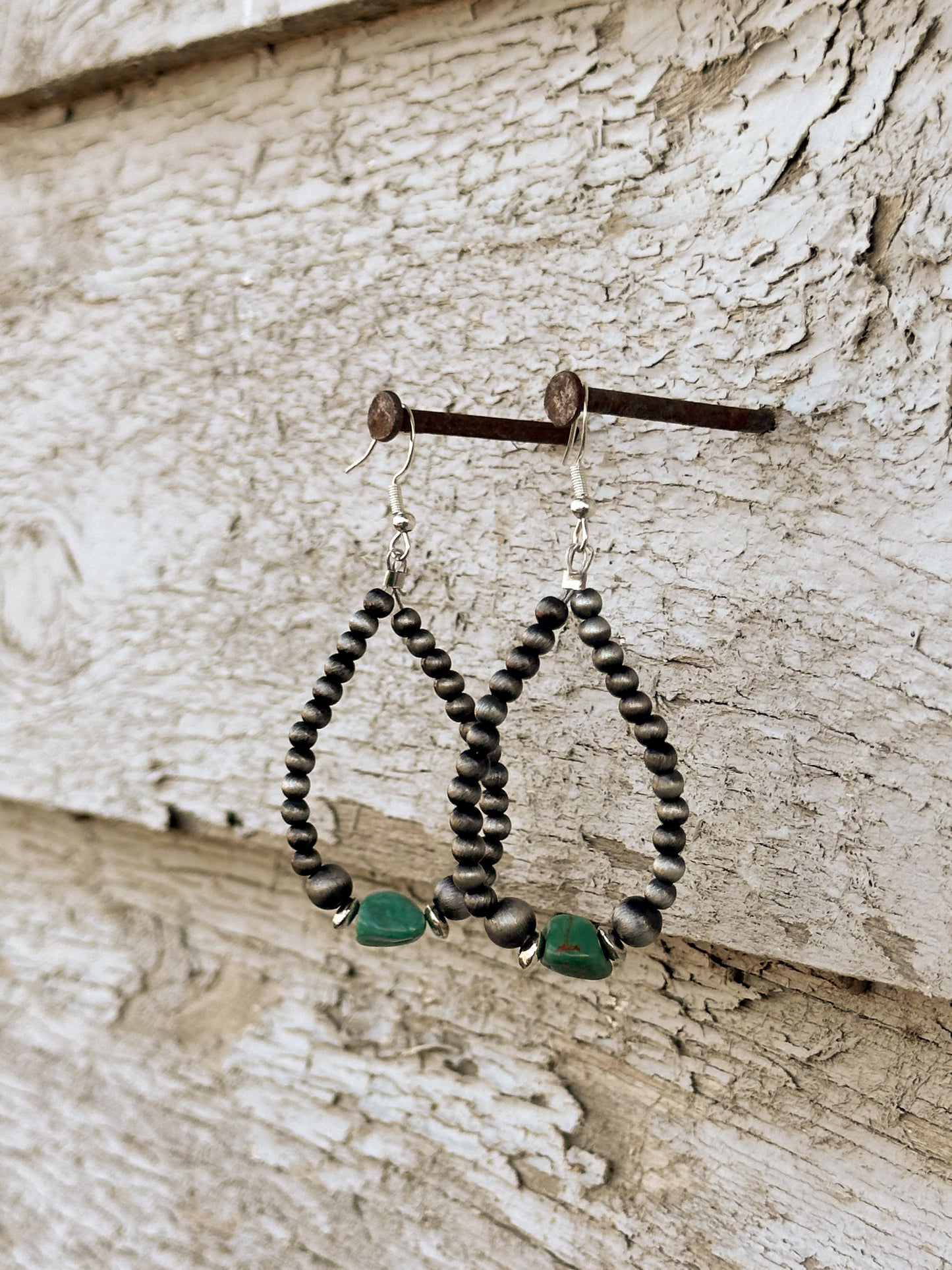 Faux Navajo Pearl & Turquoise Earrings