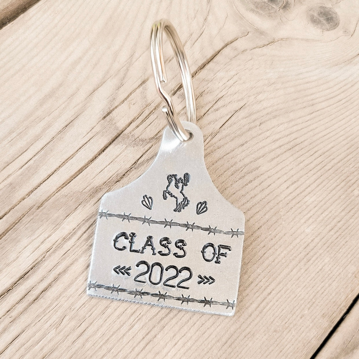 Class of 2024 Barbed Wire Cattle Tag Keychain