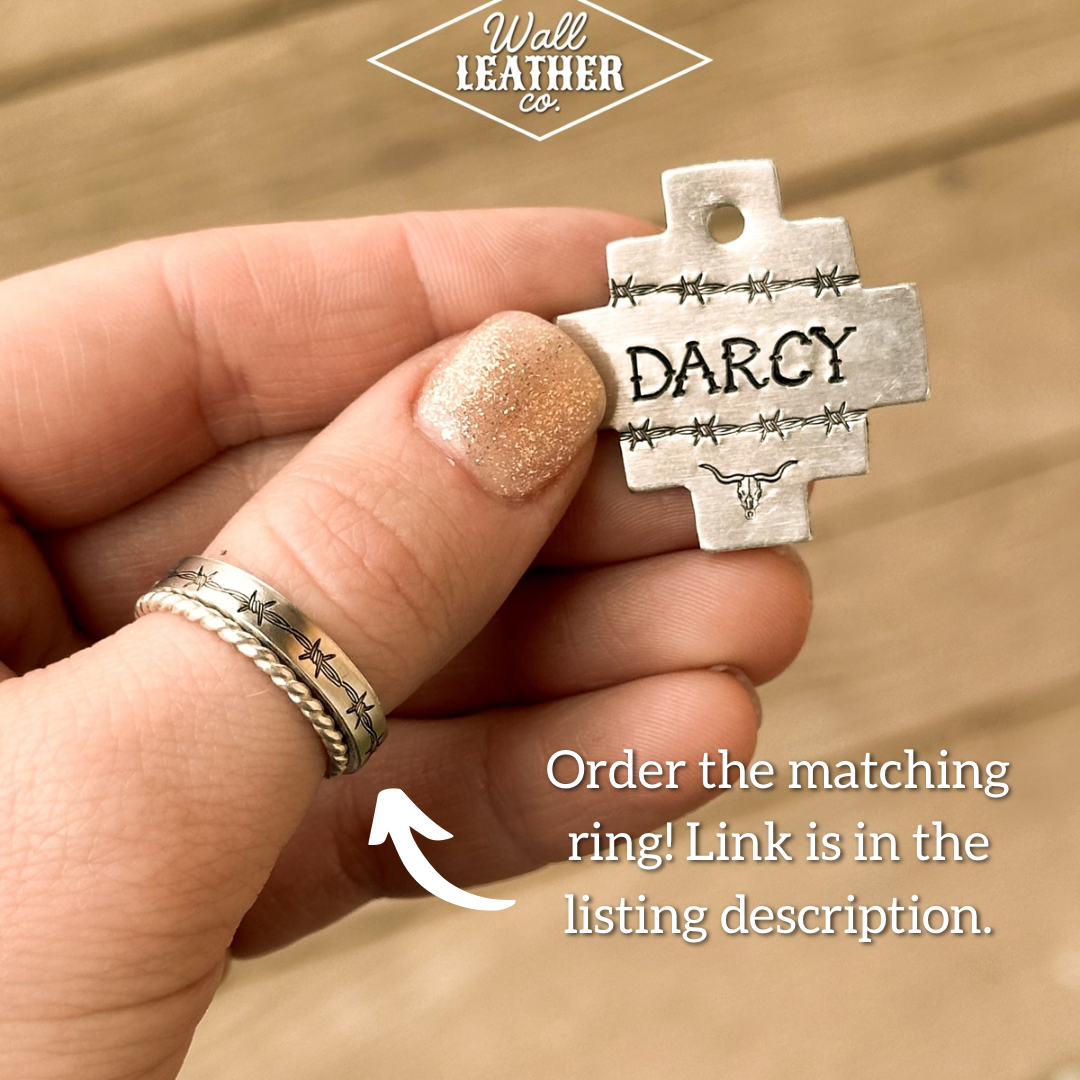 Barbed Wire & Longhorn Custom Pet ID Tag