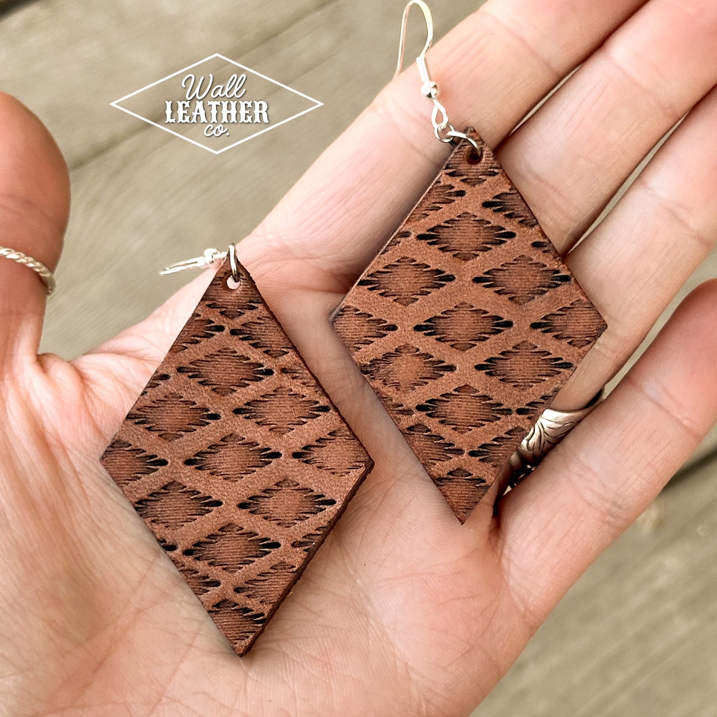 Diamond Aztec Leather Earrings