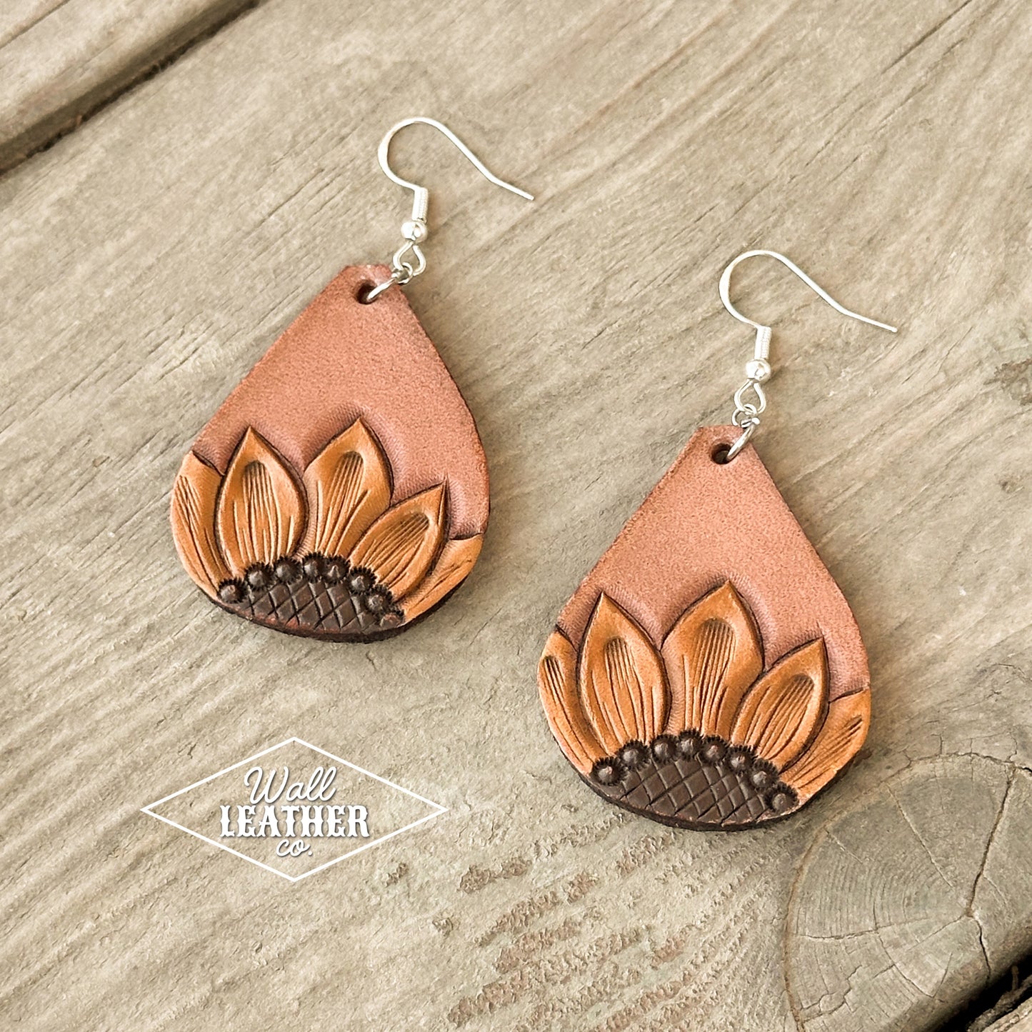 Sunflower Teardrop Painted Earrings