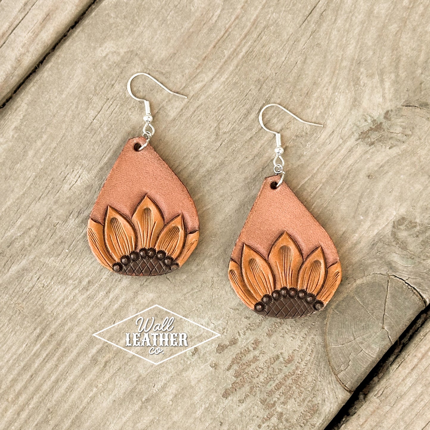 Sunflower Teardrop Painted Earrings