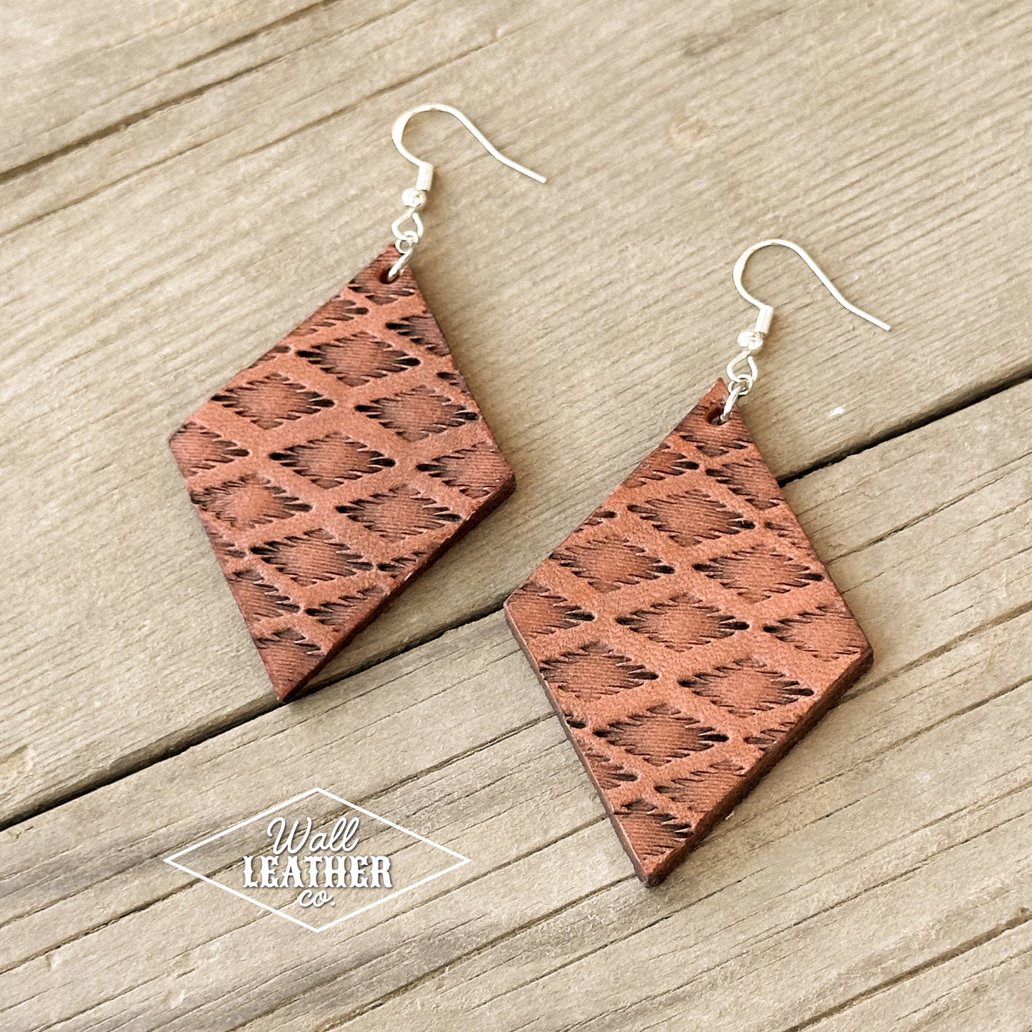 Diamond Aztec Leather Earrings