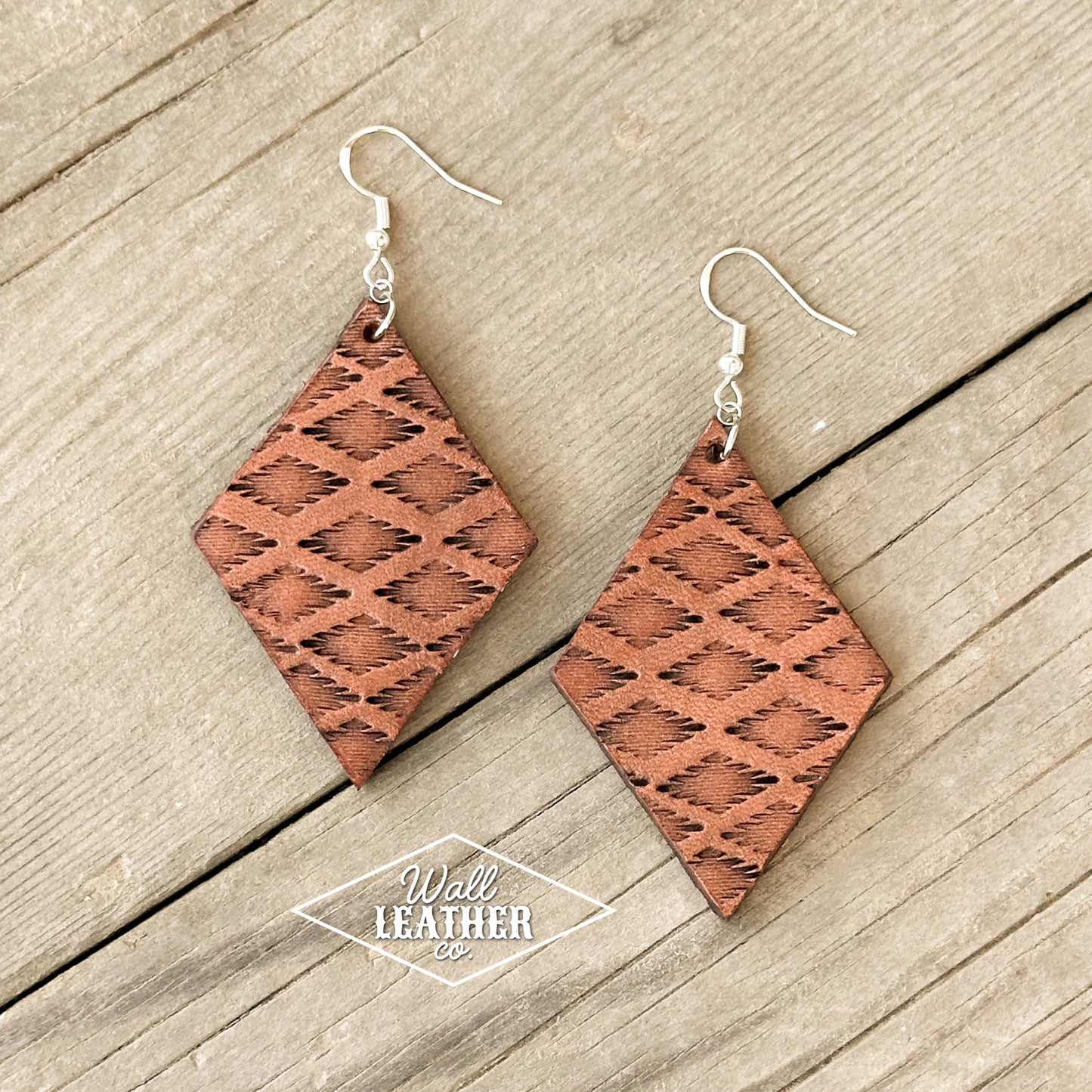 Diamond Aztec Leather Earrings