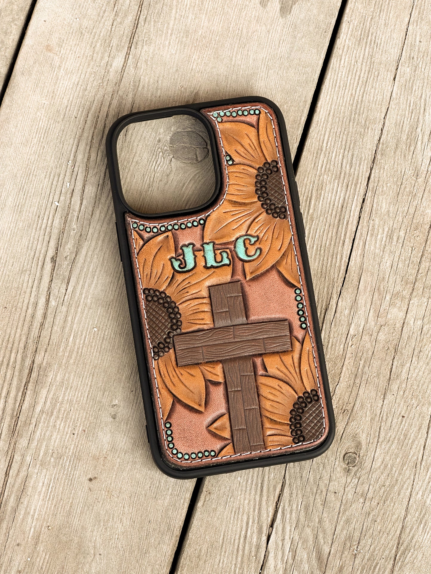 Sunflowers & Cross Phone Case with Initials