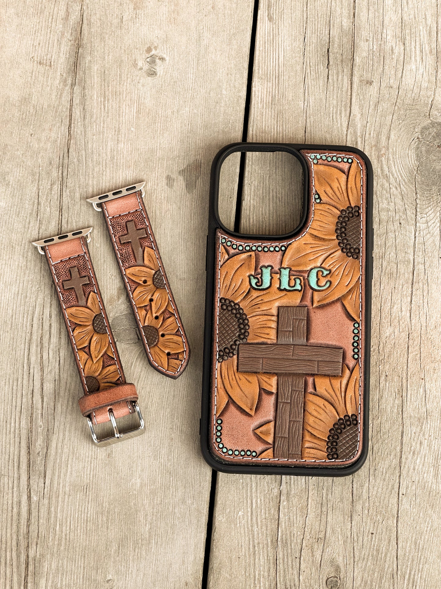 Sunflowers & Cross Phone Case with Initials