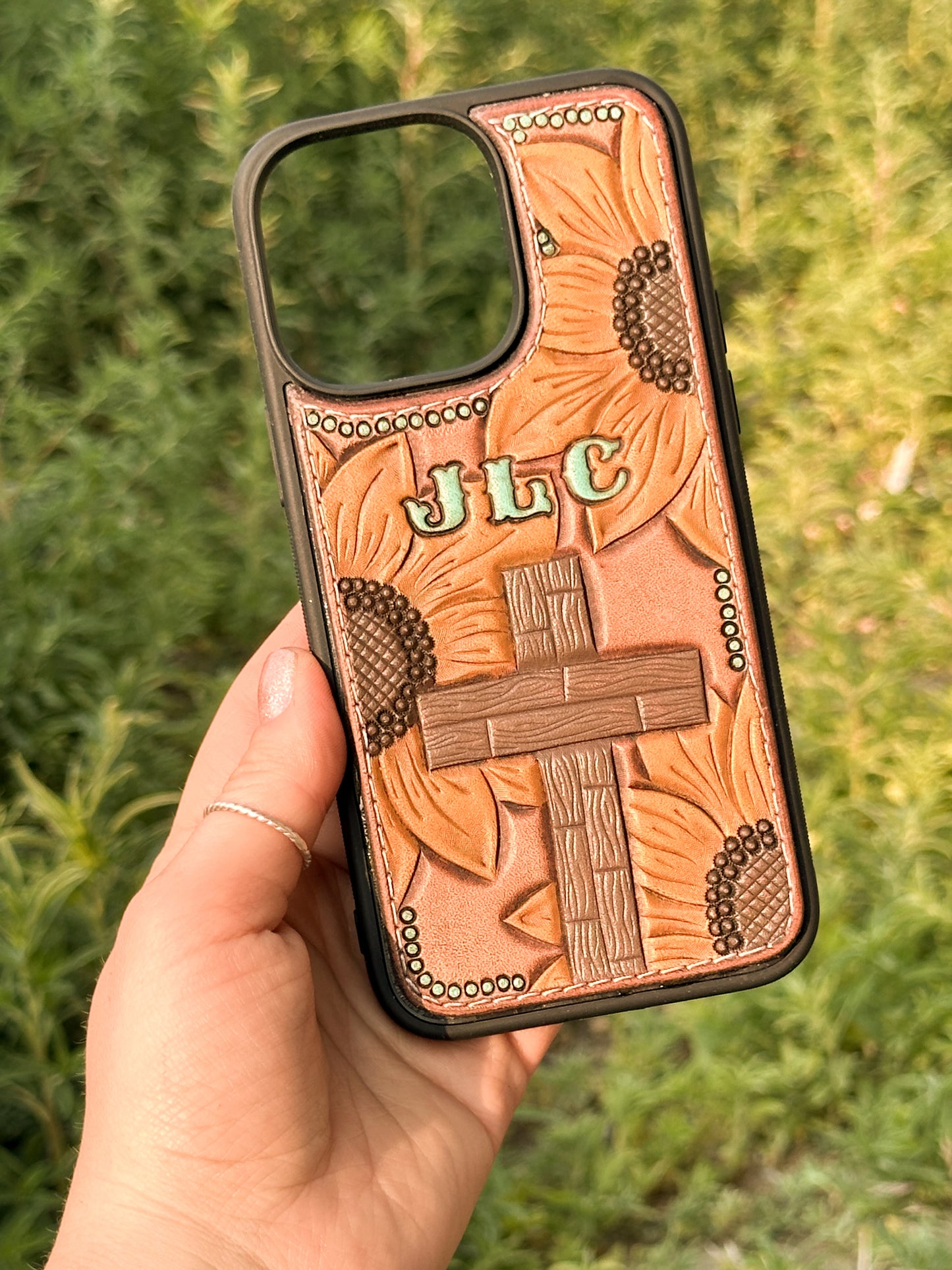 Sunflowers & Cross Phone Case with Initials