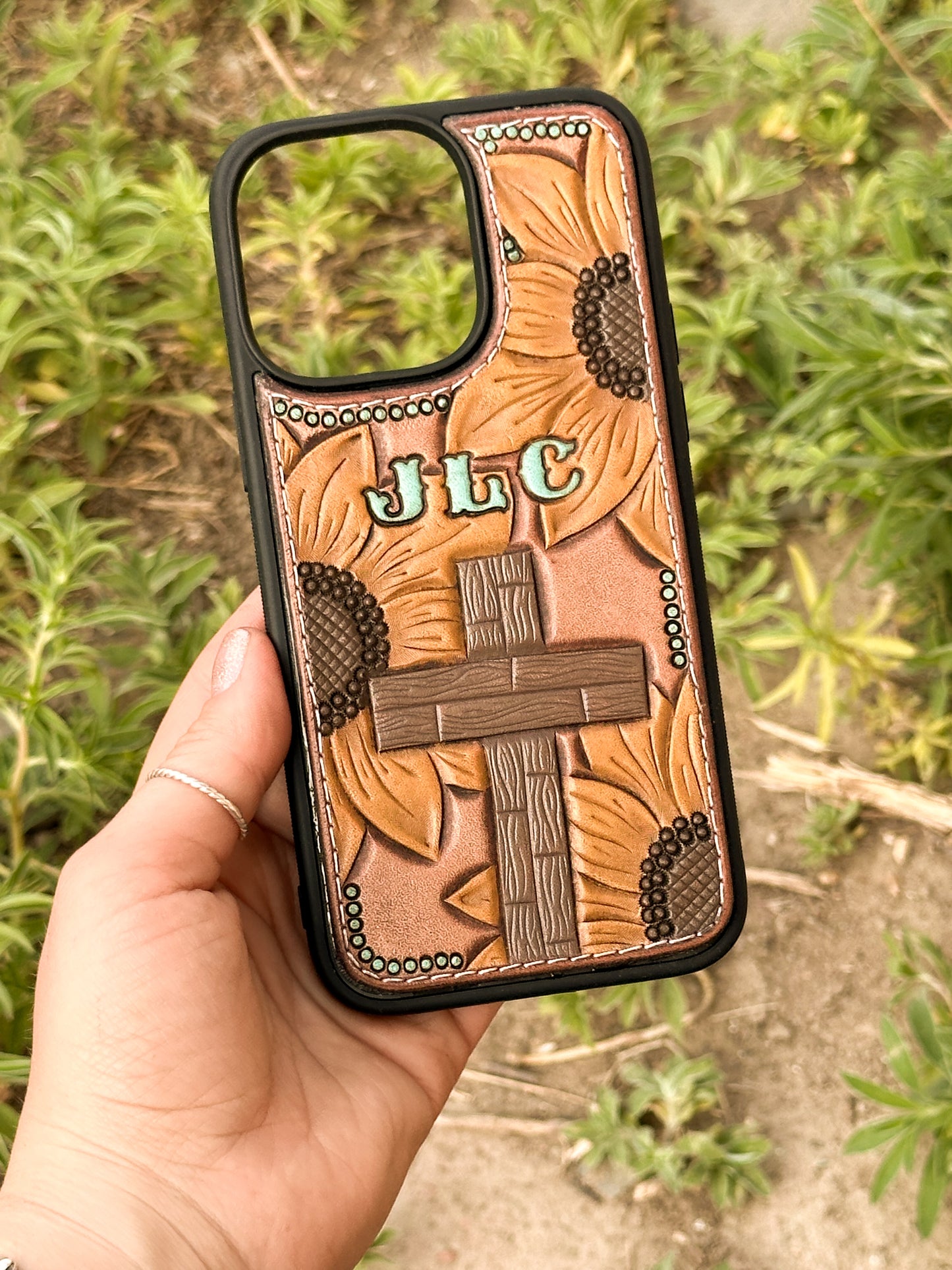 Sunflowers & Cross Phone Case with Initials