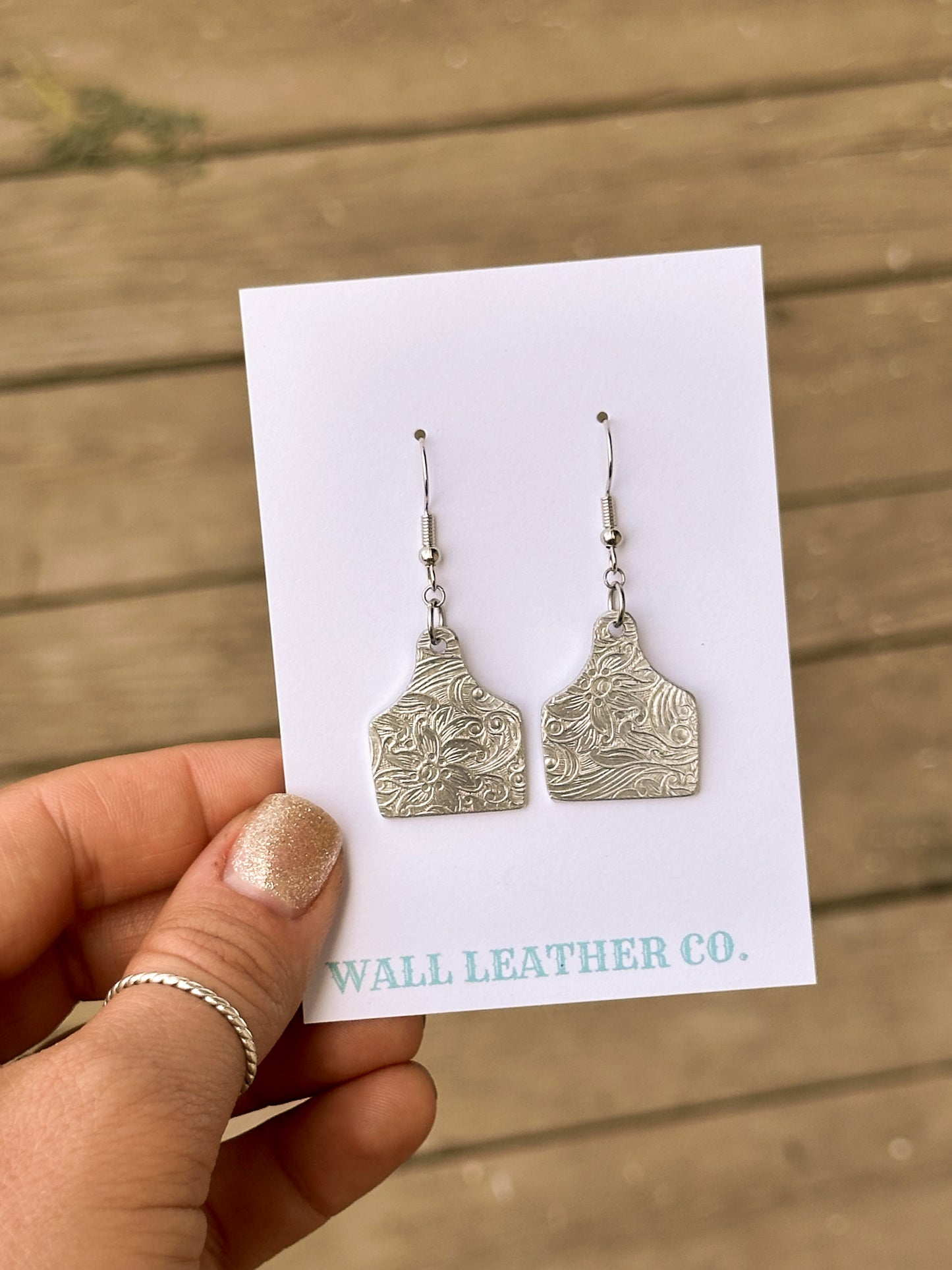 Paisley Print Cattle Tag Earrings