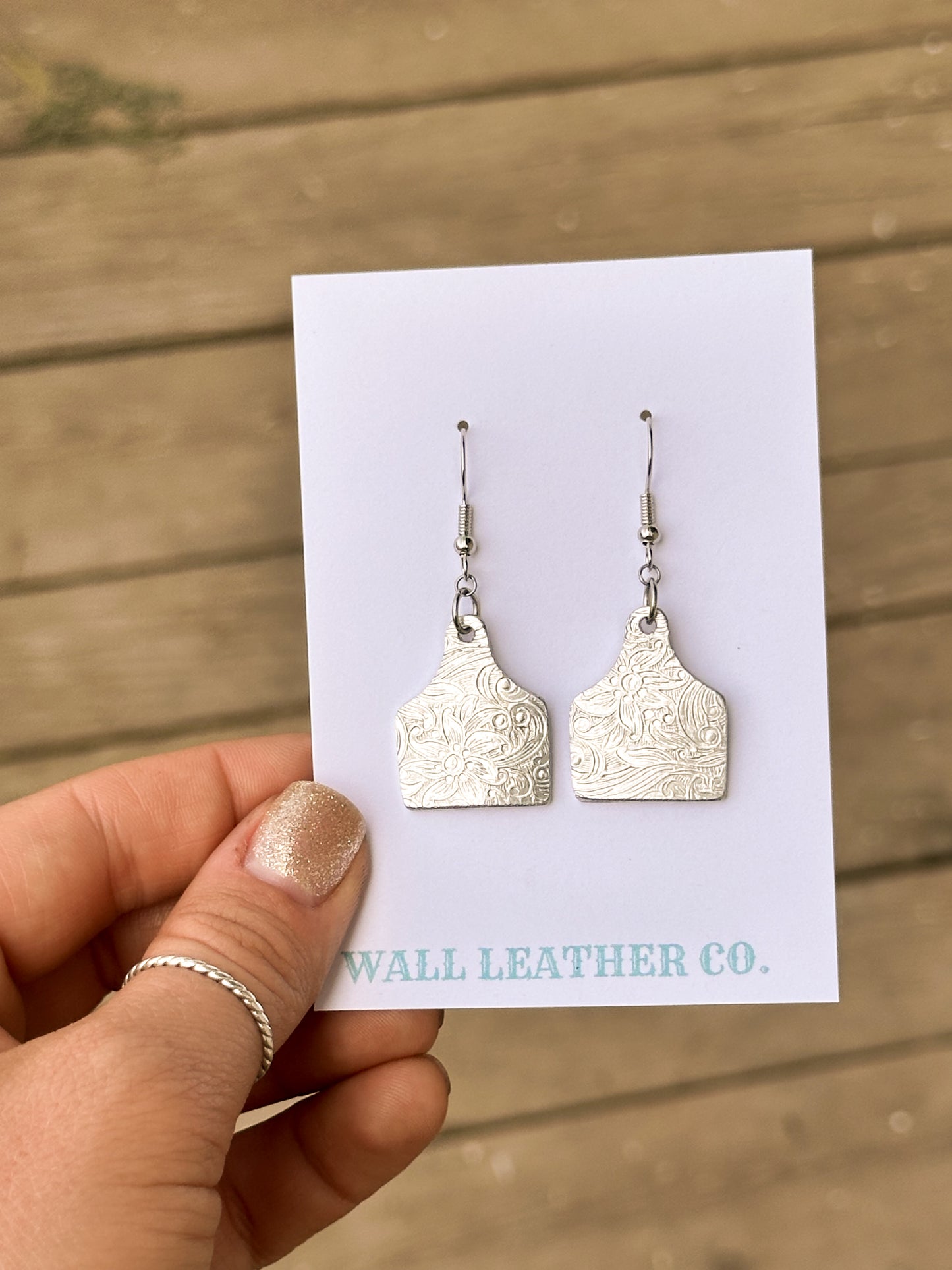 Paisley Print Cattle Tag Earrings