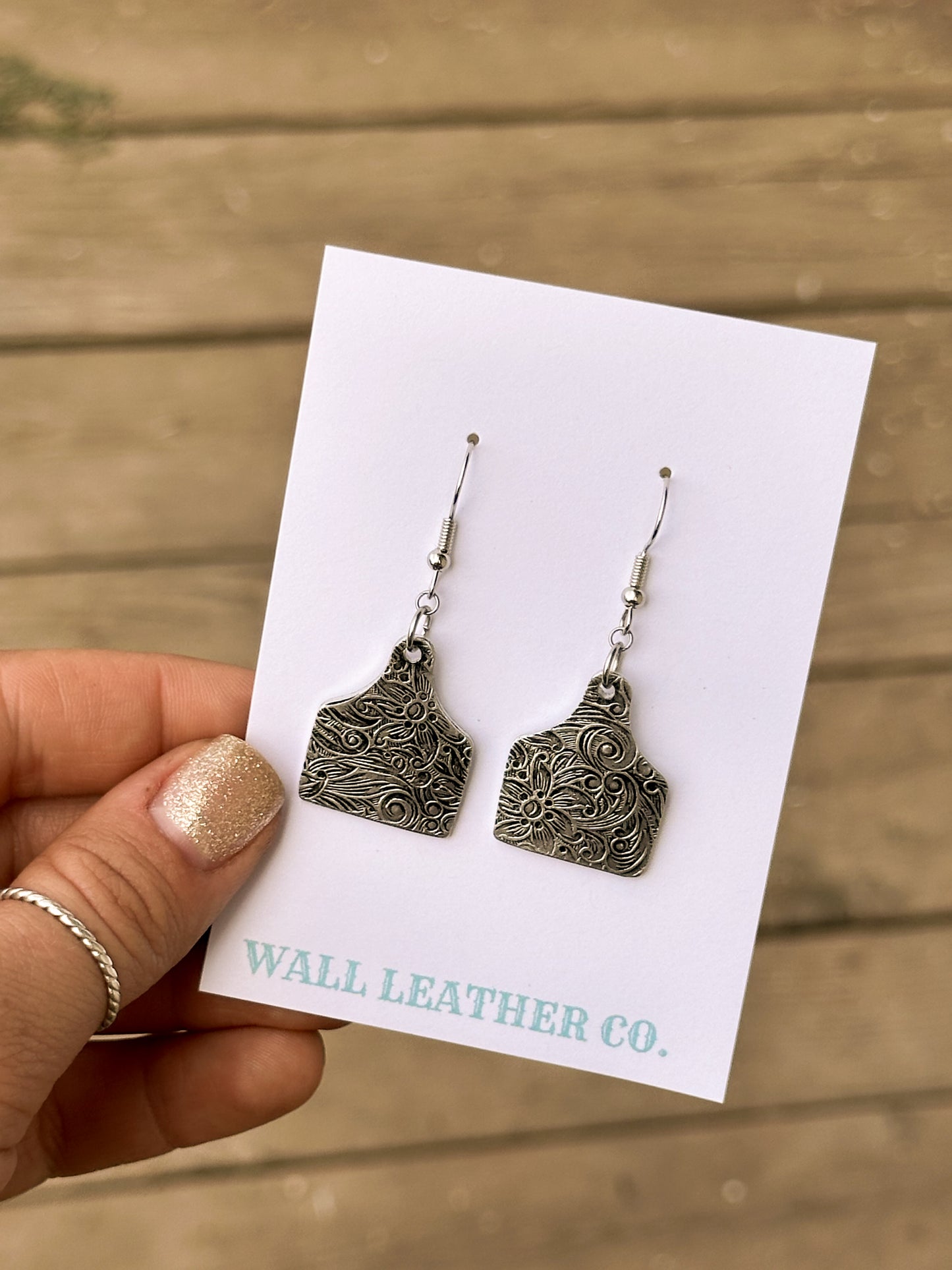 Paisley Print Cattle Tag Earrings