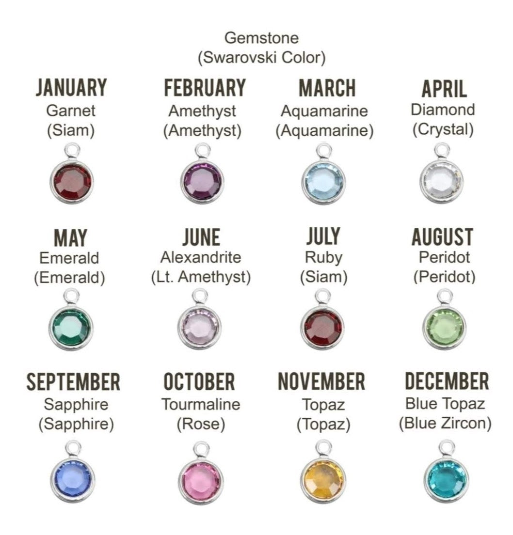 Birthstone Cattle Tag Charm Necklace