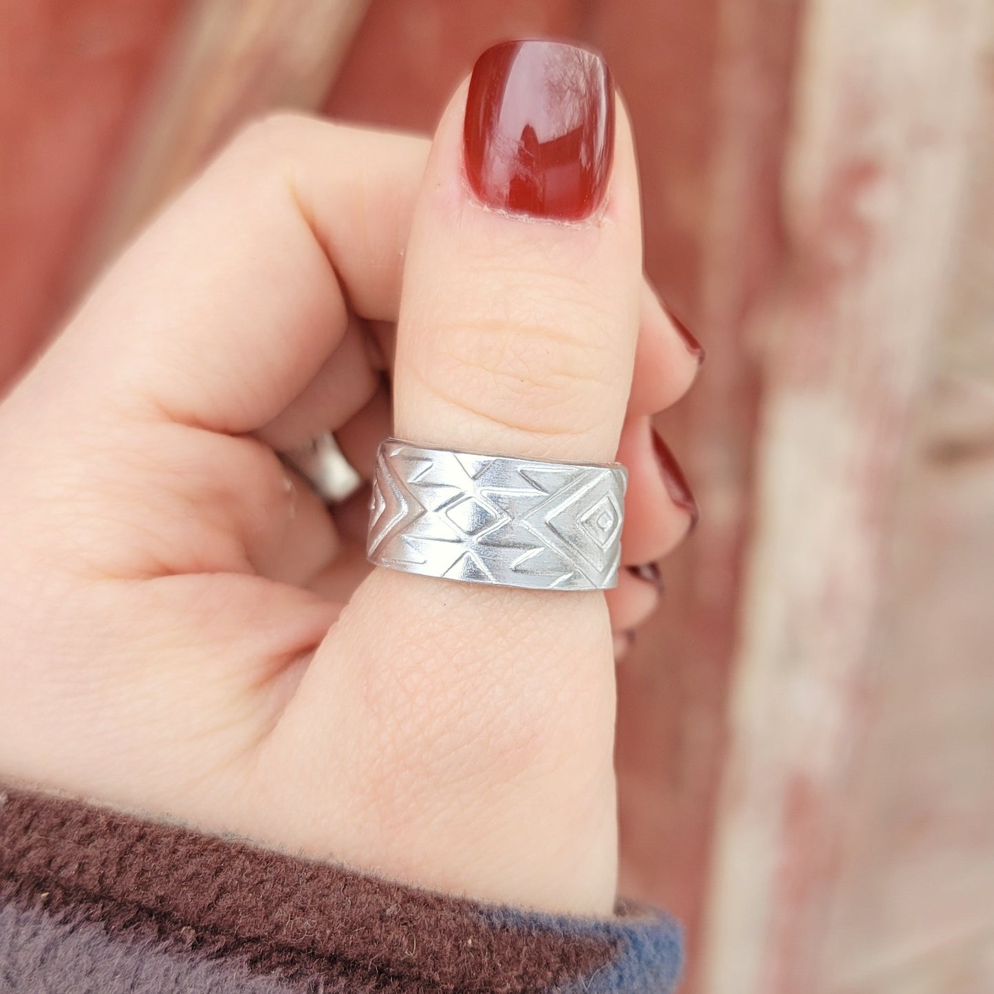 Southwestern Aztec Print Wide Ring