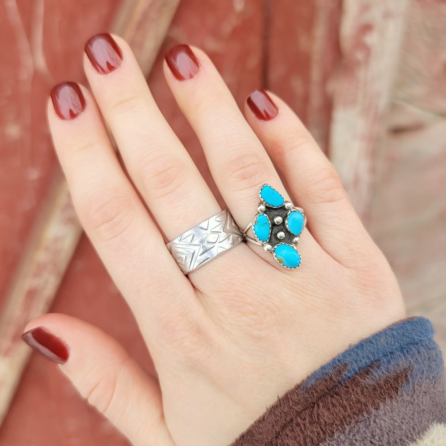 Southwestern Aztec Print Wide Ring