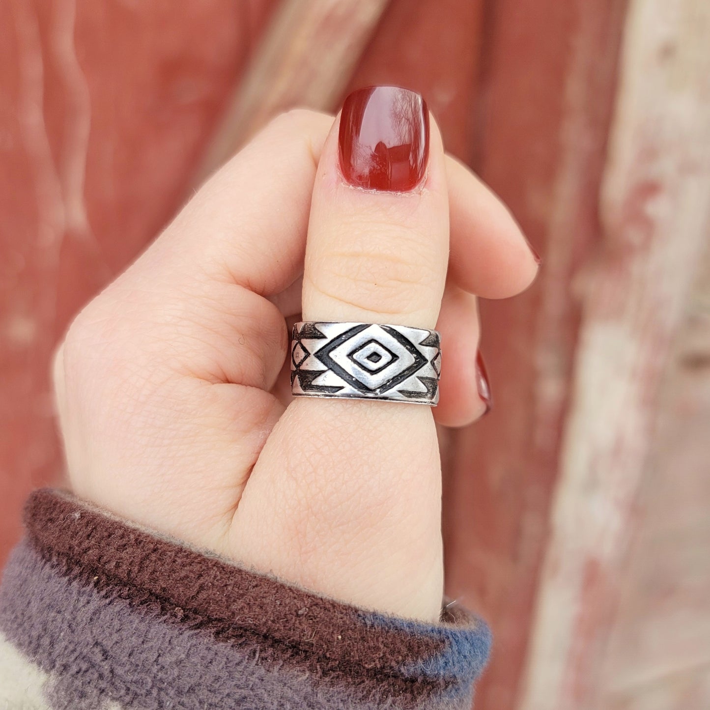 Southwestern Aztec Print Wide Ring