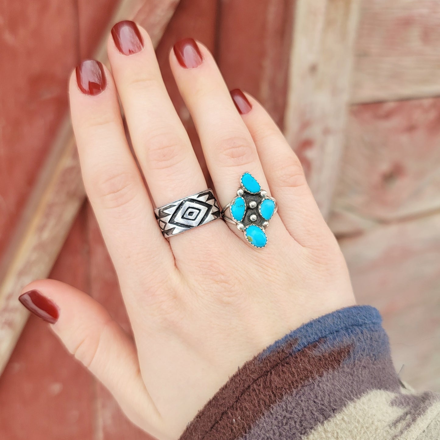Southwestern Aztec Print Wide Ring