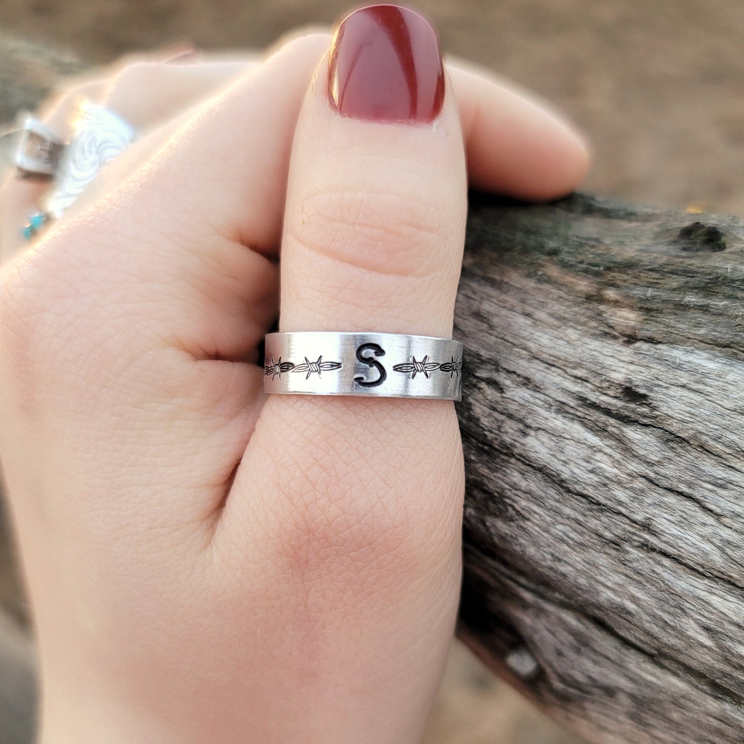 Barbed Wire Initial Ring