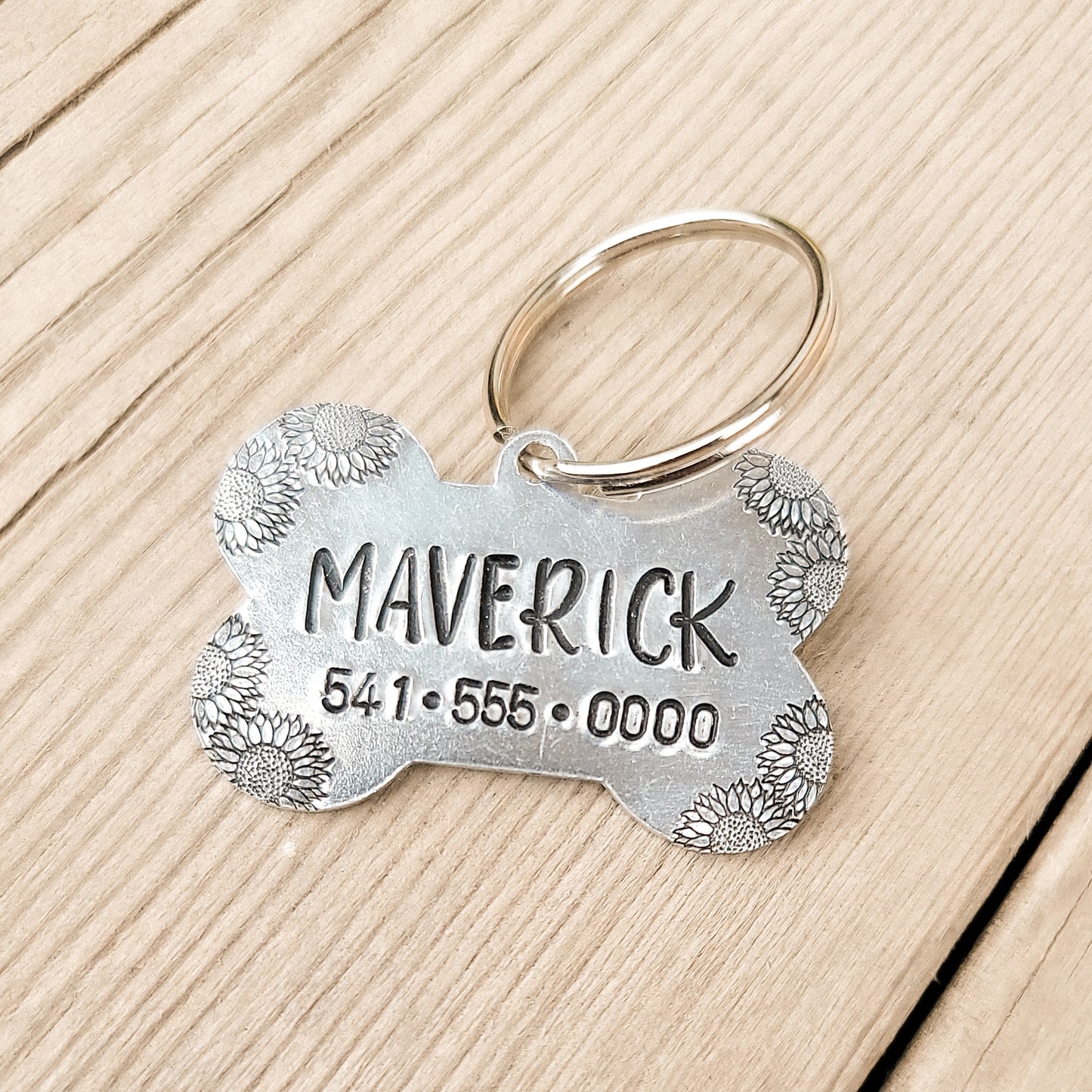 Sunflowers Bone Custom Pet ID Tag