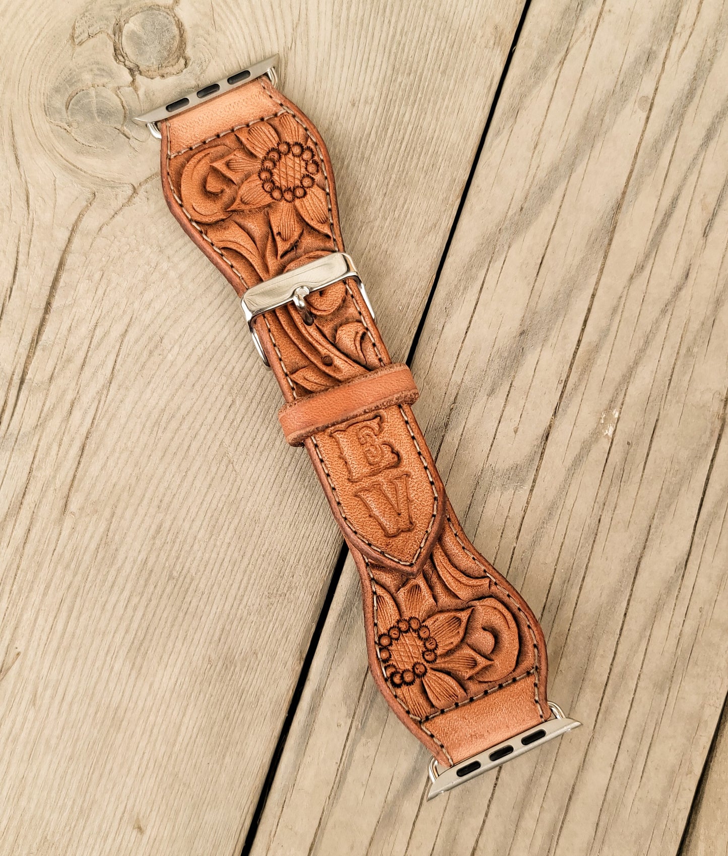 Sunflower & Scrollwork Leather Smart Watch Band