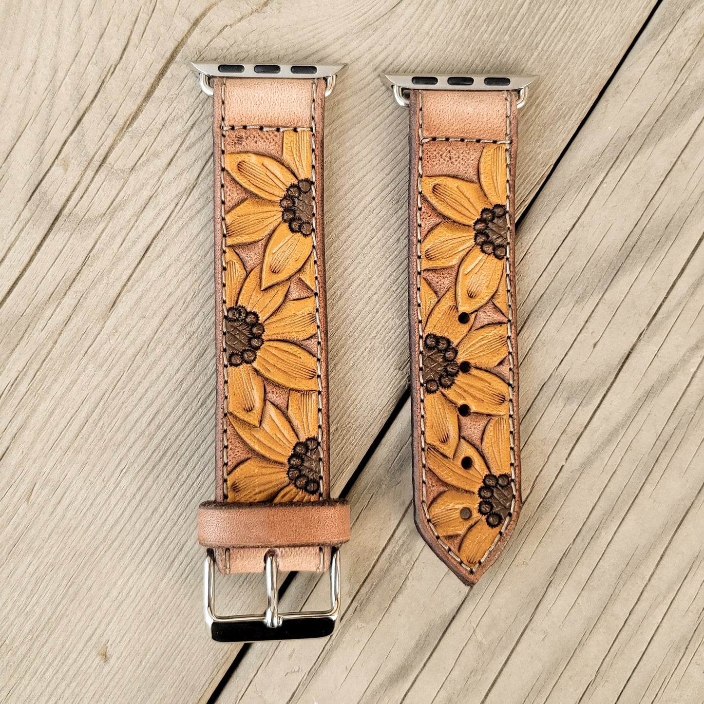 Sunflower Painted Leather Smart Watch Band
