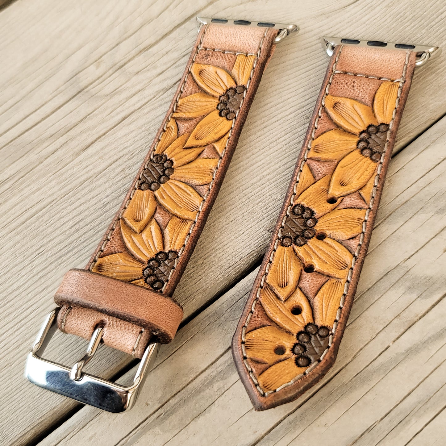 Sunflower Painted Leather Smart Watch Band