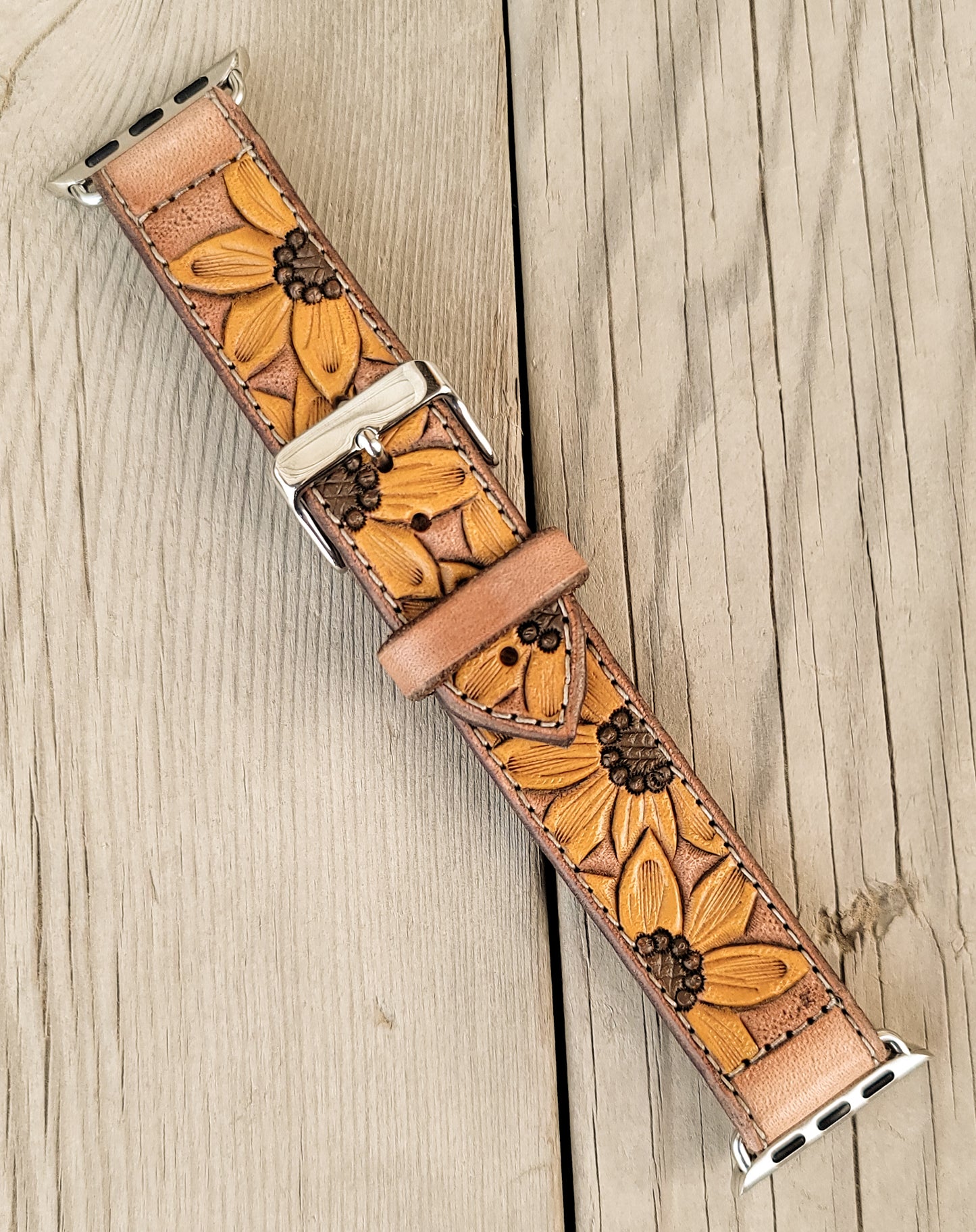 Sunflower Painted Leather Smart Watch Band