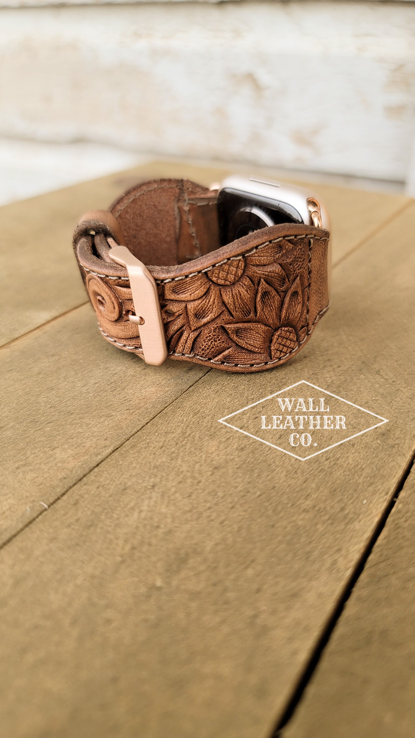 Sunflowers & Scrollwork Leather Smart Watch Band